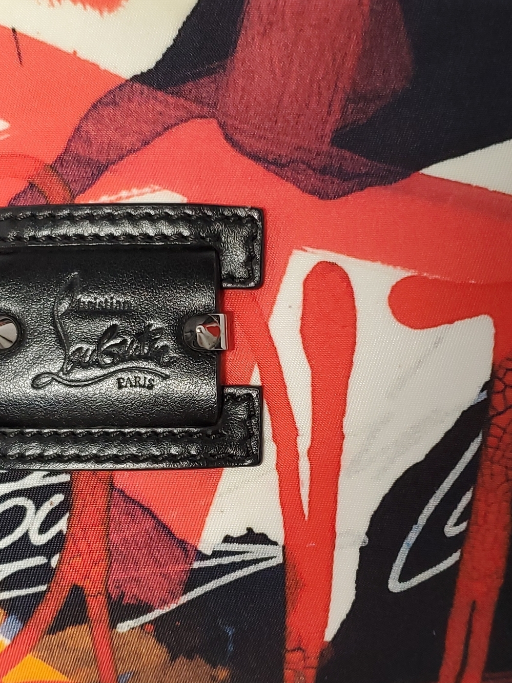 Authentic Christian Louboutin Nylon KalouPouch Clutch Bag Graffiti - Picture 2 of 16